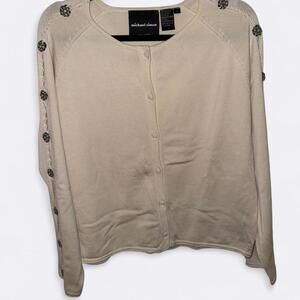 Vintage Michael Simon New York beaded cardigan in a light color